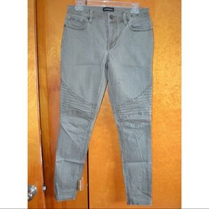 Express Mid-Rise Army Green Moto Denim Legging